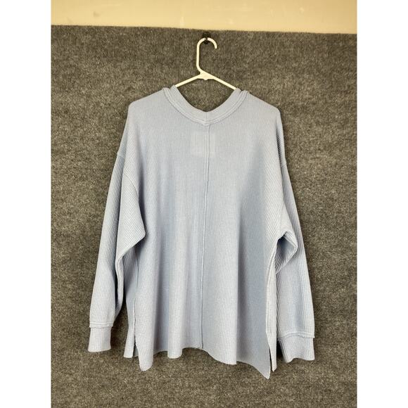 Aerie Blue V-Neck Sweater Relaxed Fit Women’s Medium Oversized Comfy Cozy Beach - Picture 6 of 11